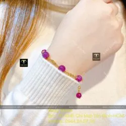 Lắc tay Ruby Guinea sao thiên nhiên, vàng 18k