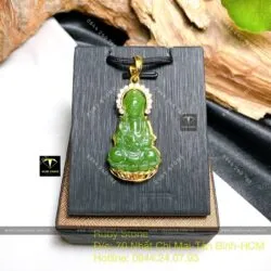 Phật Quan Thế Âm Bồ Tát ngọc bích Canada, vàng 18k - Ảnh 6