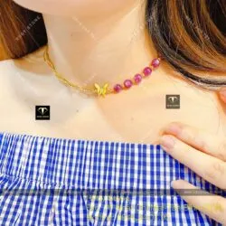 Dây chuyền Ruby sao thiên nhiên Guinea, vàng 18k