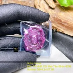 Phật A Di Đà Ruby Nam Phi ngự trên liên hoa, kích thước 38mm - Ảnh 6