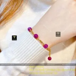 Lắc tay Ruby Guinea sao thiên nhiên, vàng 18k - Ảnh 2