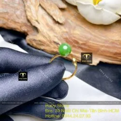Nhẫn trái châu Ngọc bích thiết kế, vàng 18k - Ảnh 3