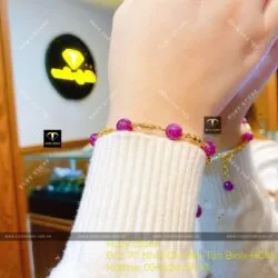 Lắc tay Ruby Guinea sao thiên nhiên, vàng 18k - Ảnh 3