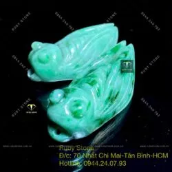 Ve sầu (ngọc thiền) ngọc Cẩm thạch sơn thuỷ, KT 27mm - Hình ảnh 2
