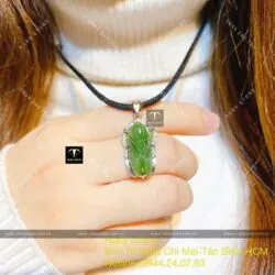 Mặt dây chuyền Ve sầu (Ngọc thiền) ngọc bích Canada, bạc 925