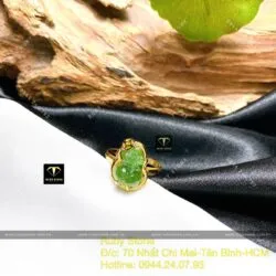Nhẫn Tỳ hưu Ngọc bích xanh lá, vàng 18k - Ảnh 4