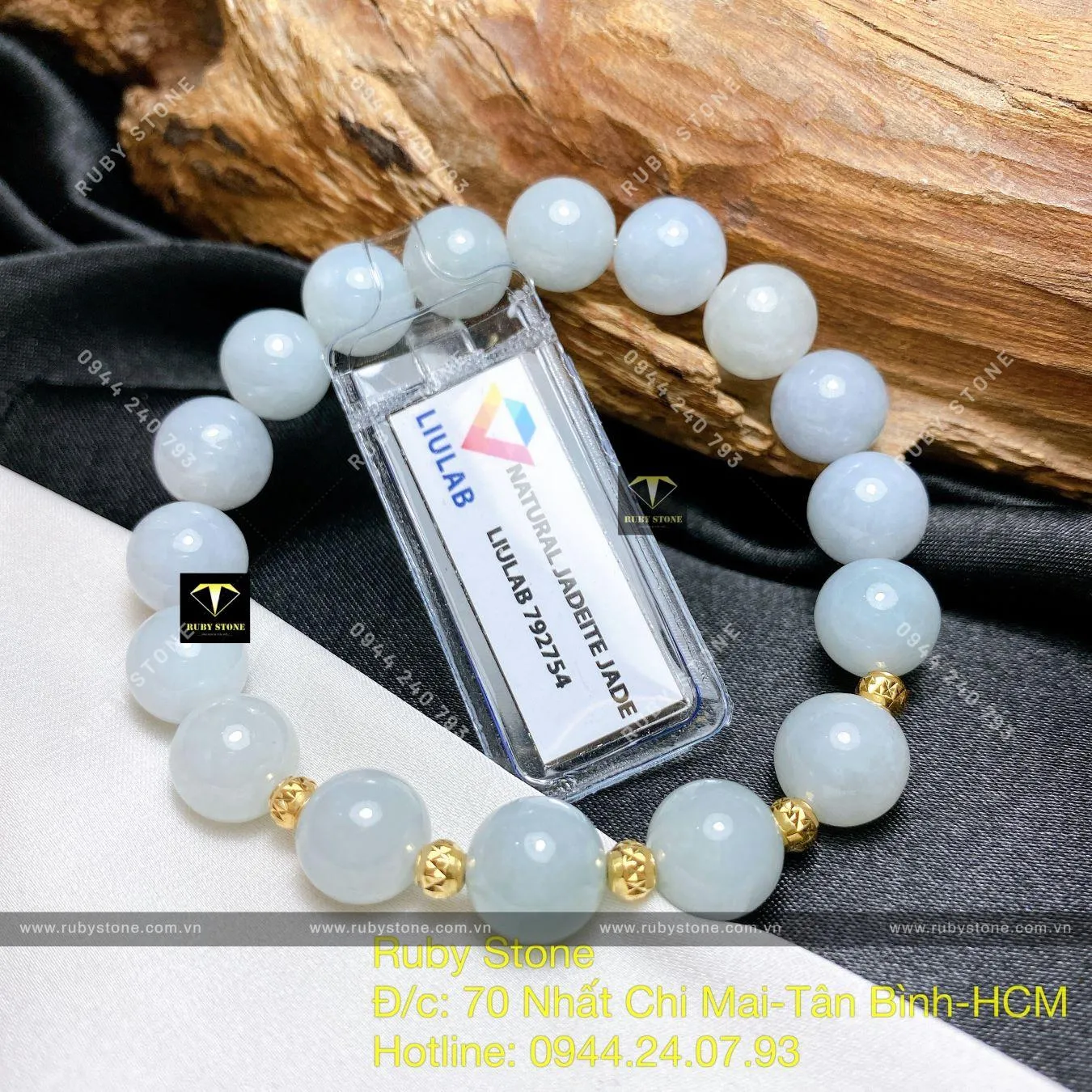 Vòng chuỗi ngọc cẩm thạch phớt xanh 9,5 ly mix bi vàng 18k Vòng chuỗi ngọc cẩm thạch phớt xanh 9,5 ly mix bi vàng 18k - Ảnh 5