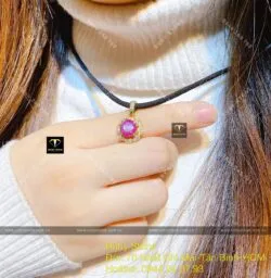 Mặt dây chuyền Ruby Nam Phi mài giác, vàng 18k