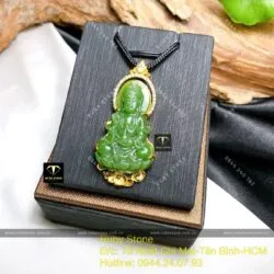 Phật Quan Âm ngọc bích Canada, vàng 18k - Hình ảnh 5