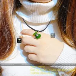 Mặt dây chuyền túi tiền ngọc bích, vàng trắng 14k (585) - Ảnh 3