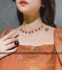 Vòng cổ Ruby sao thiên nhiên Guinea, vàng 18k