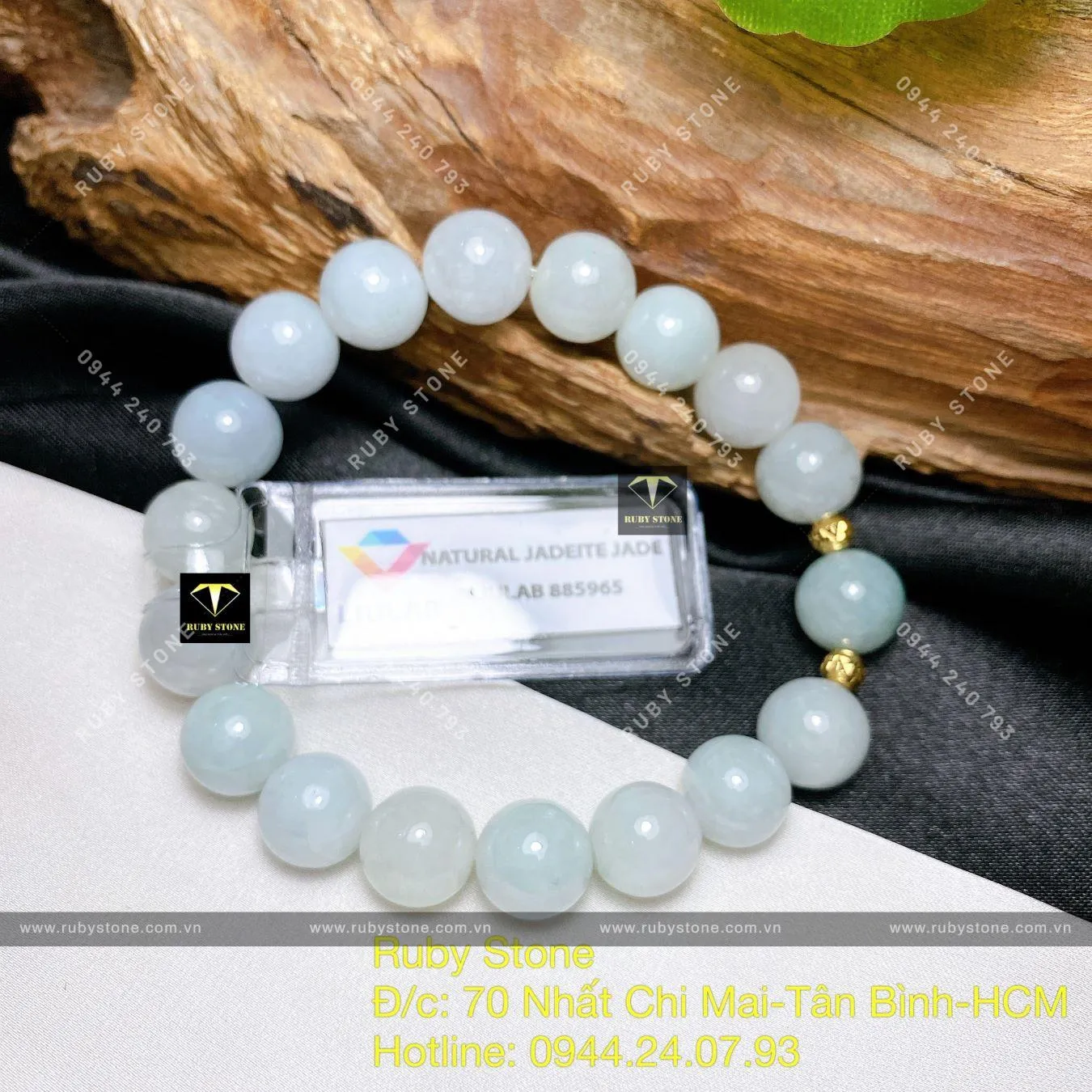 Vòng chuỗi ngọc cẩm thạch 9,5 ly mix bi vàng 18k Vòng chuỗi ngọc cẩm thạch 9,5 ly mix bi vàng 18k - Ảnh 5