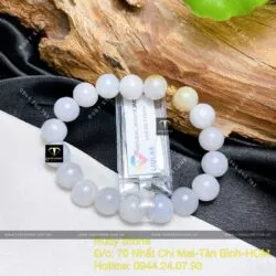Vòng chuỗi ngọc cẩm thạch 9,5 ly mix bi vàng 18k