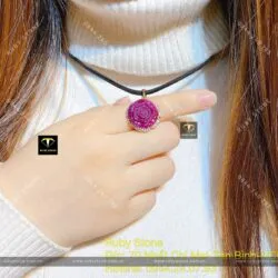Mặt dây chuyền hoa mẫu đơn Ruby Nam Phi, vàng 18k