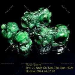 Tỳ hưu ngọc Cẩm thạch sơn thuỷ xanh, KT 22mm - Ảnh 6