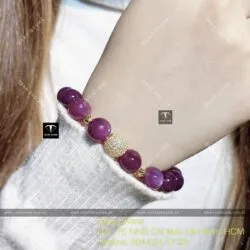 Lắc tay Ruby sao thiên nhiên Guinea 10 ly, vàng 18k - Ảnh 3
