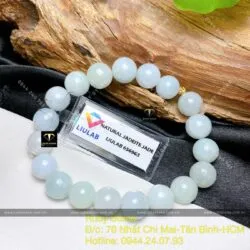 Vòng tay ngọc cẩm thạch 9,5 ly mix bi vàng 18k - Hình ảnh 2
