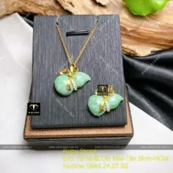 Mặt dây chuyền hồ lô Cẩm Thạch Đậu Lý, vàng 18k - Ảnh 6