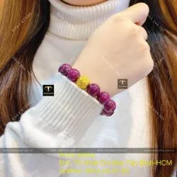 Chuỗi Ruby Nam Phi 13 ly, mix bi vàng 24k - Ảnh 3