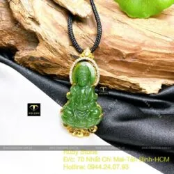 Phật Quan Âm ngọc bích Canada, vàng 18k - Hình ảnh 2