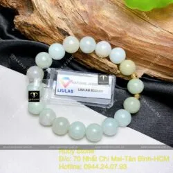 Vòng ngọc cẩm thạch 9,5 ly mix bi vàng 18k