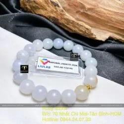 Vòng chuỗi ngọc cẩm thạch 9,5 ly mix bi vàng 18k