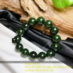 Vòng chuỗi ngọc Cẩm Thạch Sơn Thuỷ xanh đen 14ly