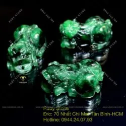 Tỳ hưu ngọc Cẩm thạch sơn thuỷ xanh, KT 22mm