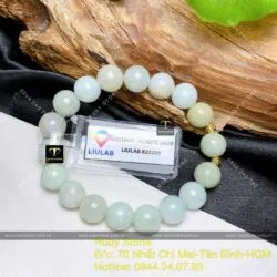 Vòng ngọc cẩm thạch 9,5 ly mix bi vàng 18k