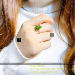 Nhẫn túi tiền ngọc bích, vàng 18k (610) - Hình ảnh 2