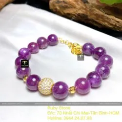 Lắc tay Ruby sao thiên nhiên Guinea 10 ly, vàng 18k - Ảnh 4