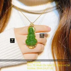 Phật Quan Âm ngọc bích Canada, vàng 18k - Hình ảnh 7