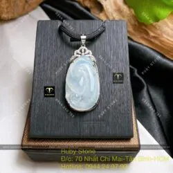 Mặt dây chuyền như ý Phỉ Thuý lục hoa bay, bạc 925