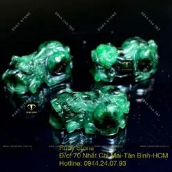 Tỳ hưu ngọc Cẩm thạch sơn thuỷ xanh, KT 22mm - Ảnh 3