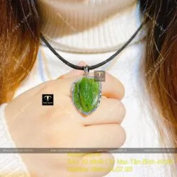 Mặt dây chuyền Ve sầu (Ngọc thiền) ngọc bích Canada đậu trên lá, bạc 925 - Ảnh 6