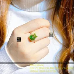 Nhẫn túi tiền ngọc bích, vàng 18k (610)
