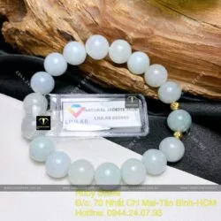 Vòng chuỗi ngọc cẩm thạch 9,5 ly mix bi vàng 18k