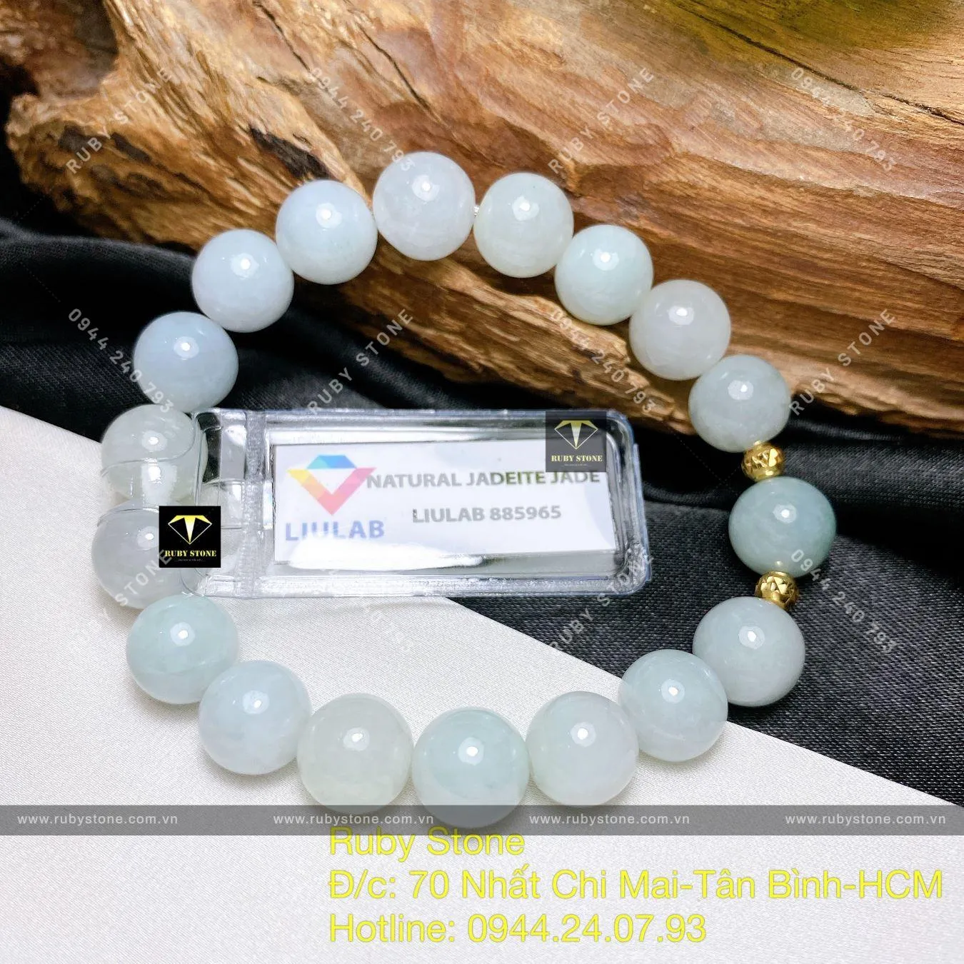 Vòng chuỗi ngọc cẩm thạch 9,5 ly mix bi vàng 18k Vòng chuỗi ngọc cẩm thạch 9,5 ly mix bi vàng 18k