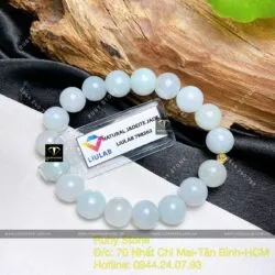 Chuỗi tay ngọc cẩm thạch 9,5 ly mix bi vàng 18k