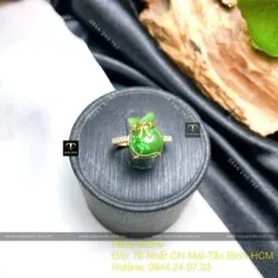 Nhẫn túi tiền ngọc bích, vàng 18k (610) - Hình ảnh 5