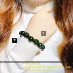 Vòng chuỗi ngọc Cẩm Thạch Sơn Thuỷ xanh đen 14ly