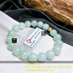 Vòng chuỗi ngọc cẩm thạch xanh lý táo 9,5 ly mix bi vàng 18k Vòng chuỗi ngọc cẩm thạch xanh lý táo 9,5 ly mix bi vàng 18k