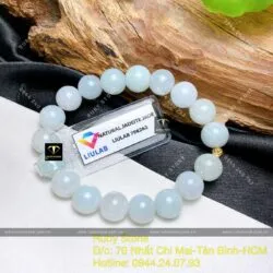 Chuỗi tay ngọc cẩm thạch 9,5 ly mix bi vàng 18k