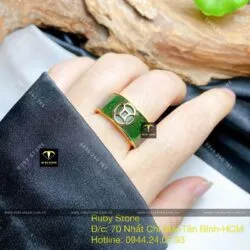 Nhẫn Ngọc bích kim tiền đơn, vàng 18k - Hình ảnh 7