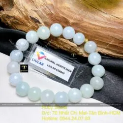 Vòng tay ngọc cẩm thạch 9,5 ly mix bi vàng 18k