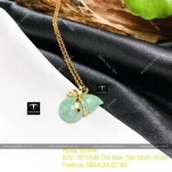 Mặt dây chuyền hồ lô Cẩm Thạch Đậu Lý, vàng 18k - Ảnh 5