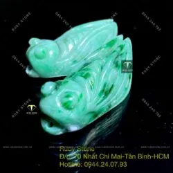 Ve sầu (ngọc thiền) ngọc Cẩm thạch sơn thuỷ, KT 27mm - Hình ảnh 4