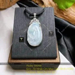 Mặt dây chuyền như ý Phỉ Thuý lục hoa bay, bạc 925 - Ảnh 2