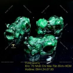 Tỳ hưu ngọc Cẩm thạch sơn thuỷ xanh, KT 22mm - Ảnh 7