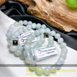 Vòng chuỗi ngọc Cẩm thạch phớt xanh 9,5 ly